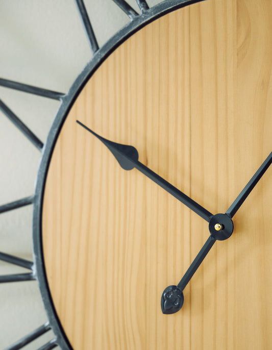Brockett - Wall Clock - Black / Natural - Hornell Furniture Outlet