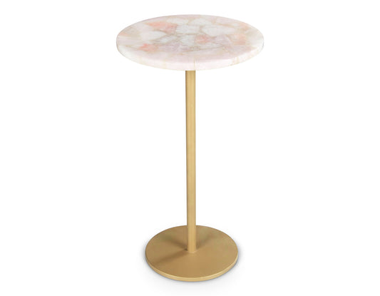 Rosie - Rose Quartz Top Chairside Table - Beige - Hornell Furniture Outlet