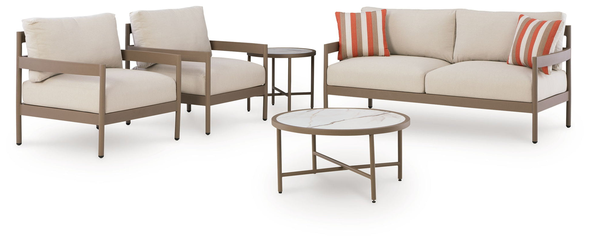 Bluff Trail - Loveseat, Lounge Chairs, Tables Set (Set of 5) - Beige - Hornell Furniture Outlet