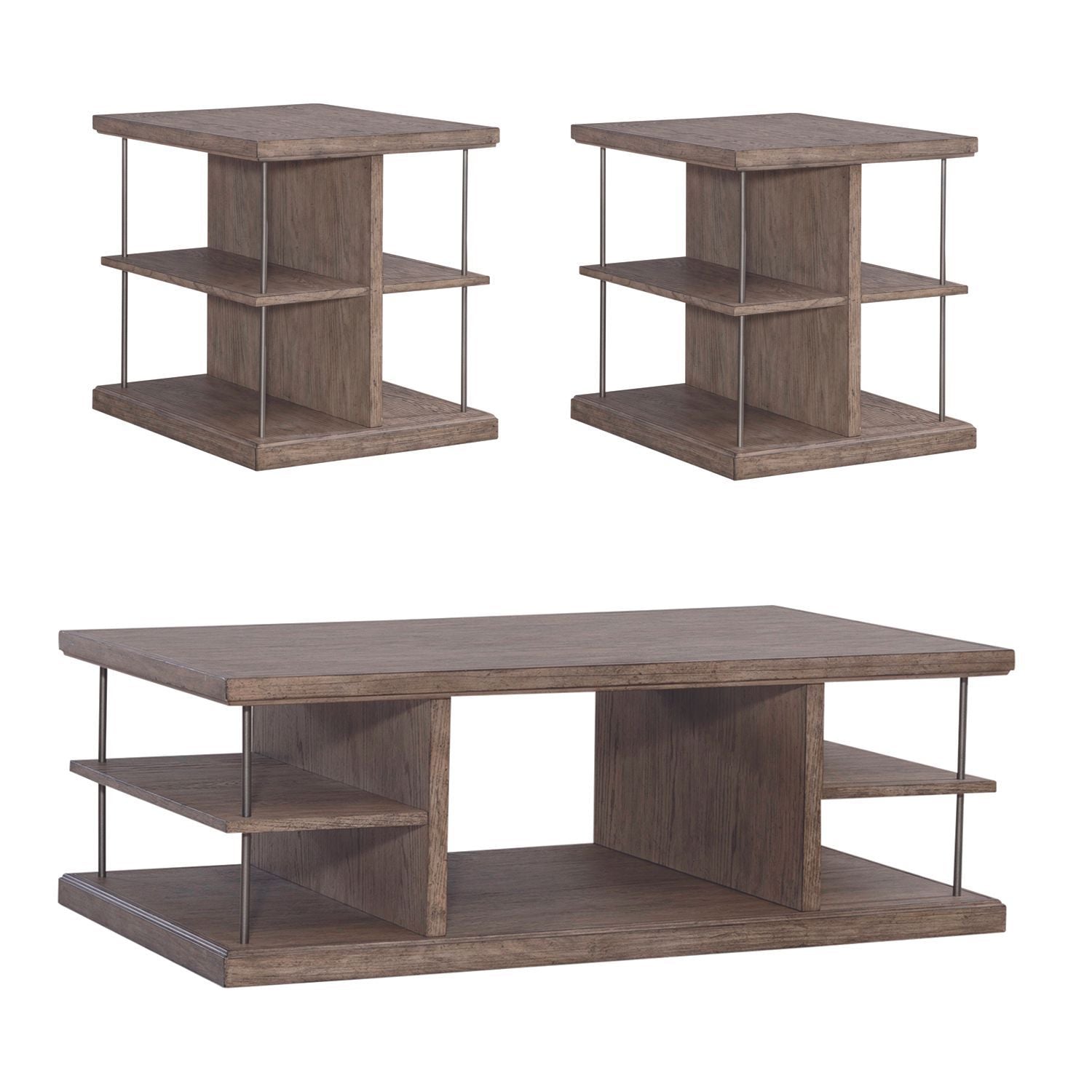 City Scape - 3 Piece Table Set - Burnished Beige - Hornell Furniture Outlet