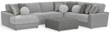 Canyon - 4 Piece Sectional With Cuddler Seat Cushions, Included Accent Pillows And Cocktail Ottoman (Left Side Facing Chaise) - Platinum - Hornell Furniture Outlet