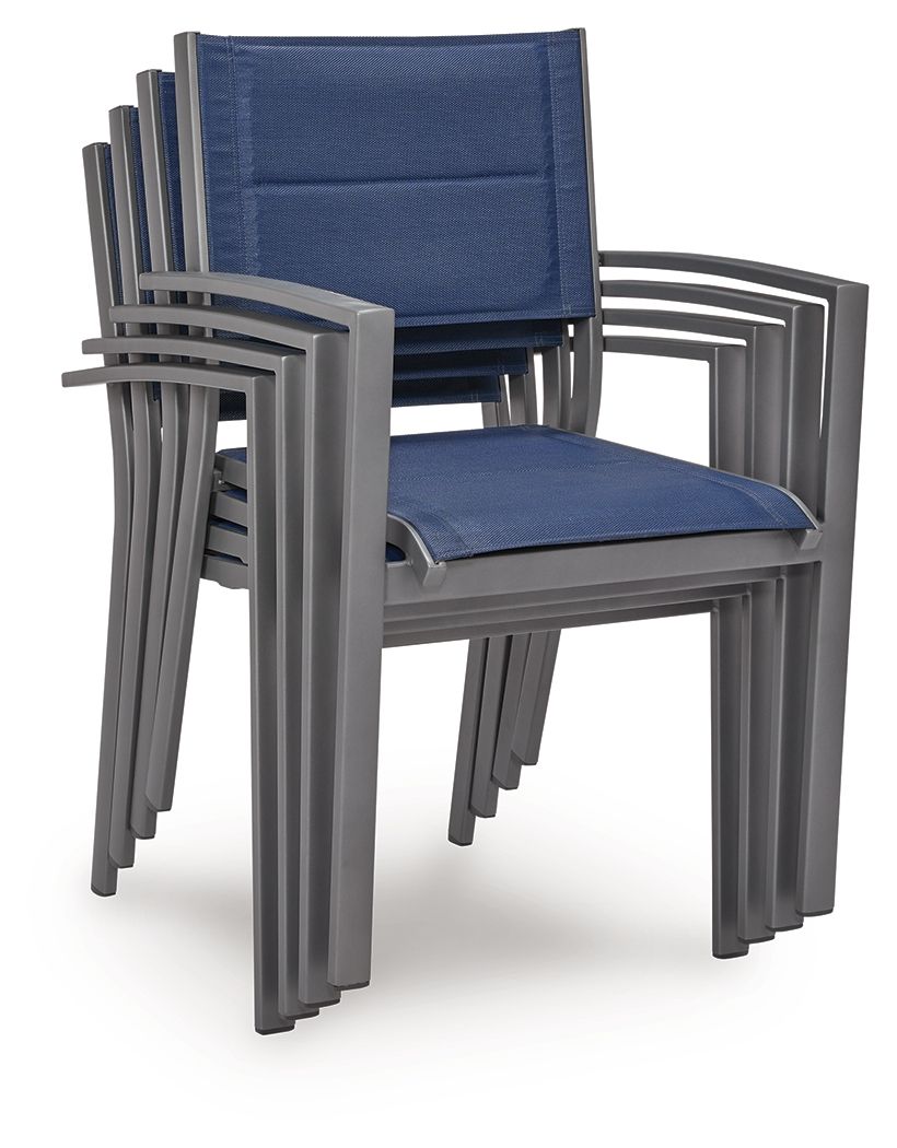 Rocky Creek - Sling Arm Chair (Set of 4) - Blue / Gray - Hornell Furniture Outlet