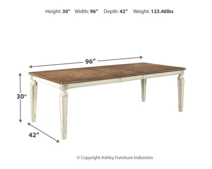 Realyn - Chipped White - Rectangular Dining Room Extension Table - Hornell Furniture Outlet