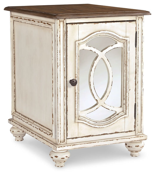 Realyn - Chair Side End Table - Insert Mirror - White / Brown - Hornell Furniture Outlet