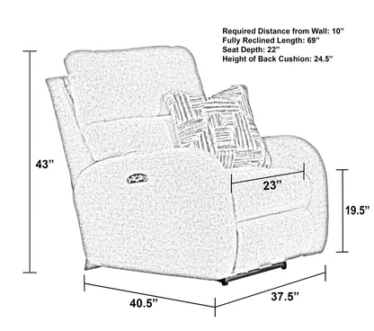 Liam - Power Headrest Power Lay Flat Recliner - Coal - Hornell Furniture Outlet