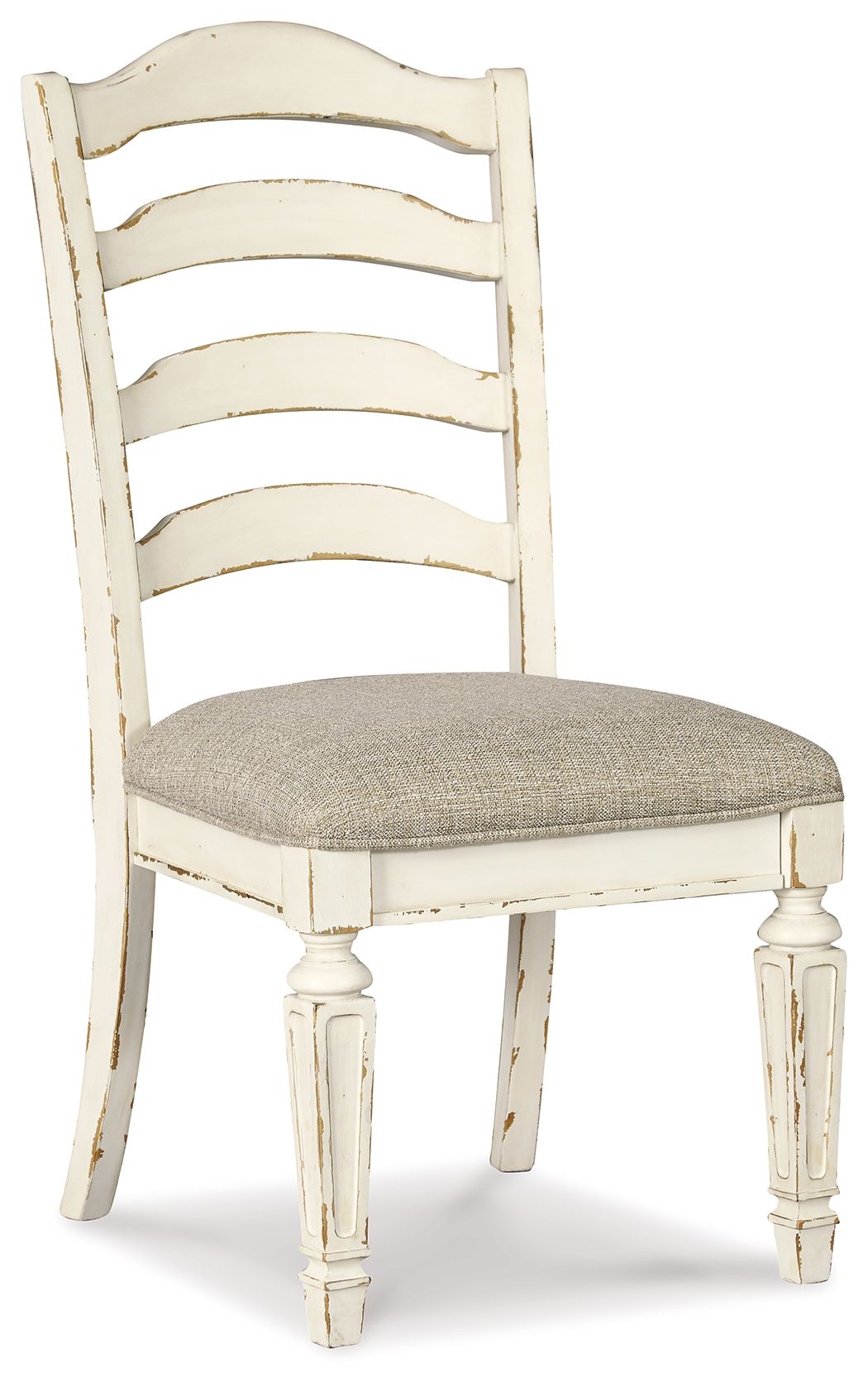 Realyn - Chipped White - Dining UPH Side Chair (Set of 2) - Ladderback - Hornell Furniture Outlet