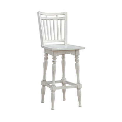 Magnolia Manor - Spindle Back Swivel Bar Stool - Antique White & Weathered Bark - Hornell Furniture Outlet