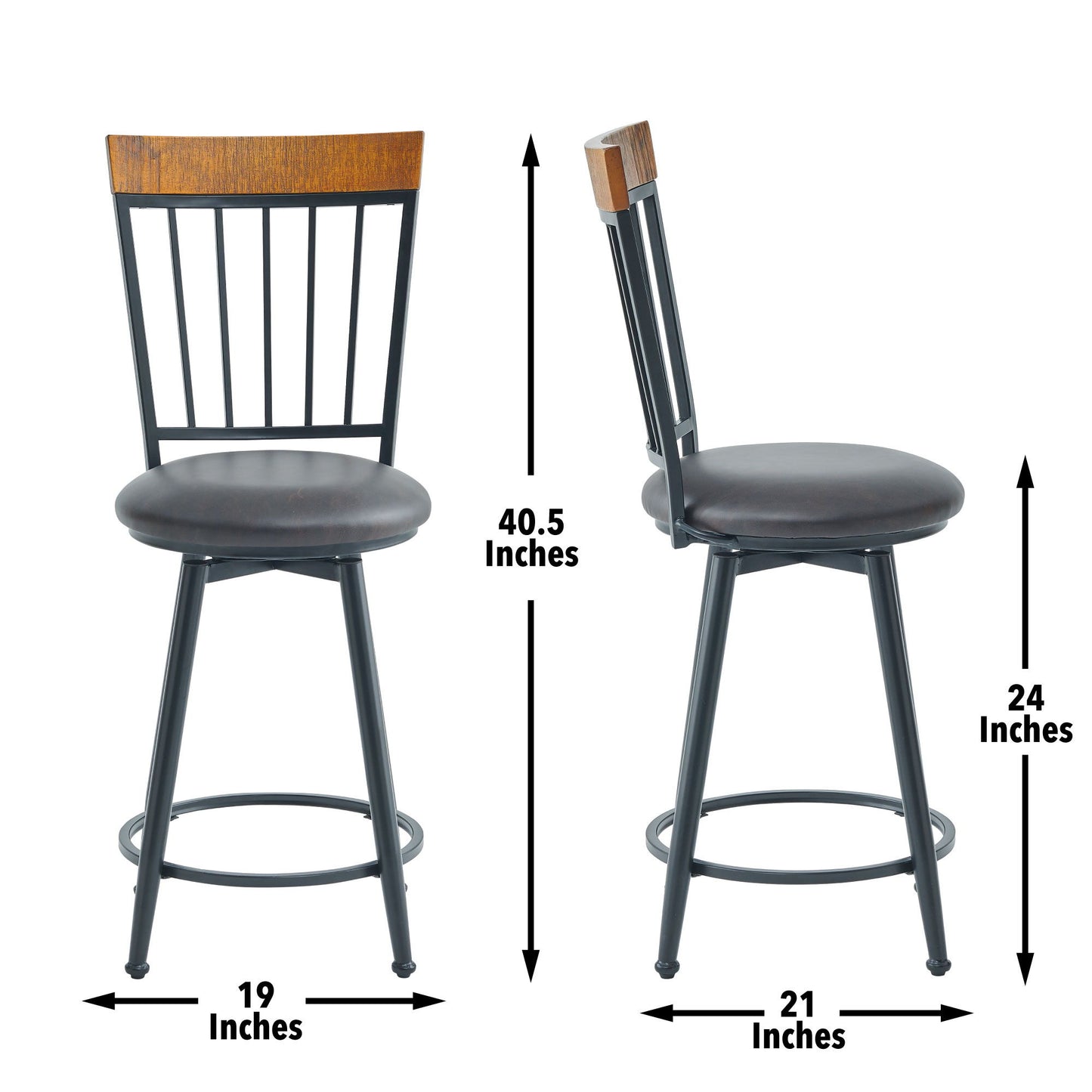 Tyler - Swivel Counter Chair (Set of 2) - Dark Gray - Hornell Furniture Outlet