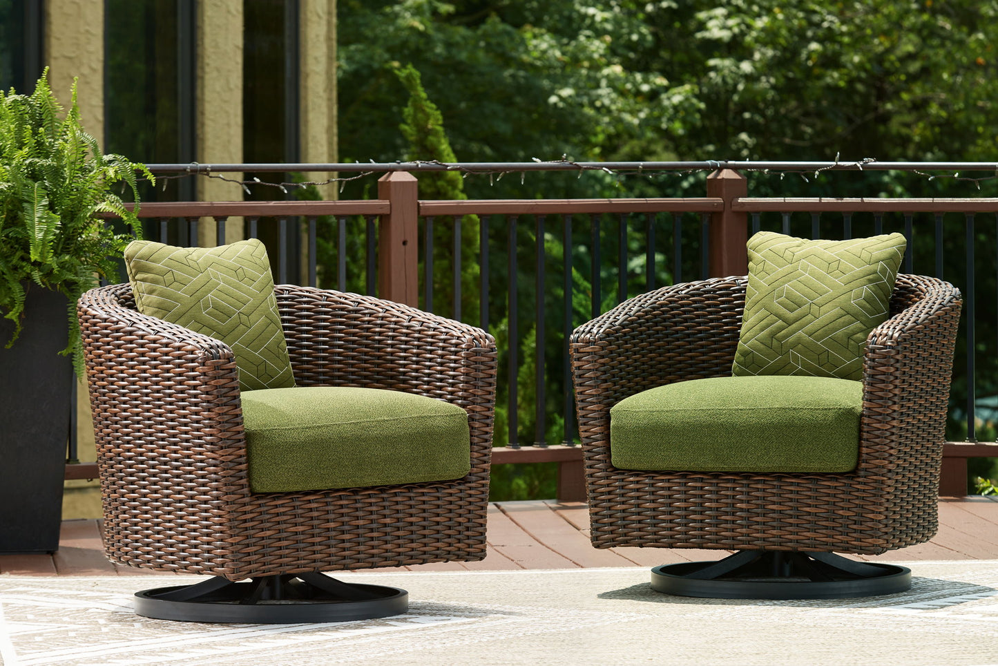 Horizon Hall - Brown / Green - Swivel Lounge With Cushion - Hornell Furniture Outlet