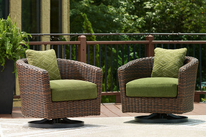 Horizon Hall - Brown / Green - Swivel Lounge With Cushion - Hornell Furniture Outlet