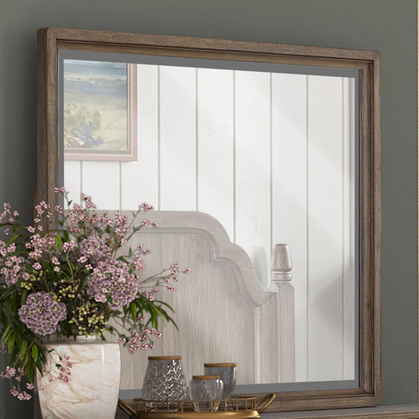 Hickory Grove - Landscape Mirror - Heirloom Brown - Hornell Furniture Outlet