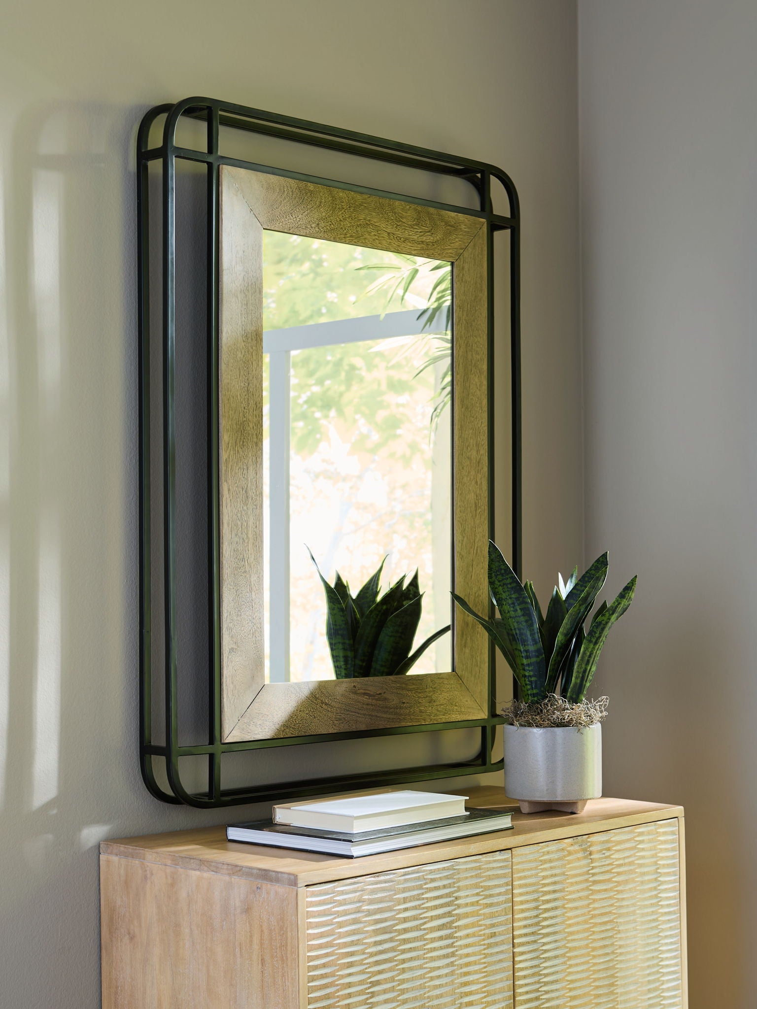 Beelman - Black / Brown - Accent Mirror - Hornell Furniture Outlet