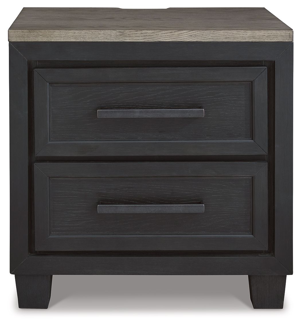 Foyland - Black / Brown - Two Drawer Night Stand - Hornell Furniture Outlet
