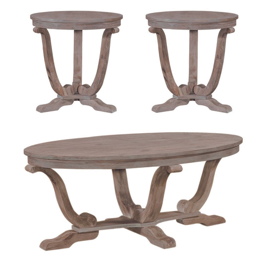 Graystone Mill - 3 Piece Table Set (1 Cocktail 2 End Tables) - Light Brown - Hornell Furniture Outlet