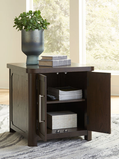 Breckington - Dark Brown - Rectangular 2 - door End Table - Hornell Furniture Outlet