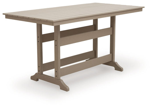 Seacliff Beach - Rectangular Counter Height Dining Table With Umbrella Option - Medium Brown - Hornell Furniture Outlet