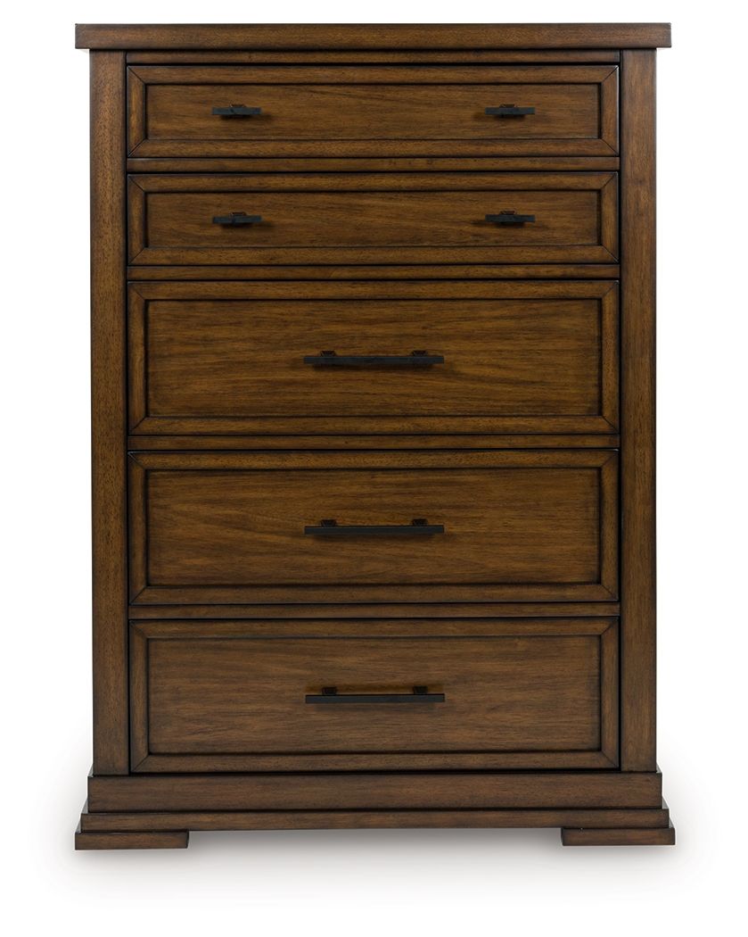 Taffenbrook - Medium Brown - Five Drawer Chest - Hornell Furniture Outlet