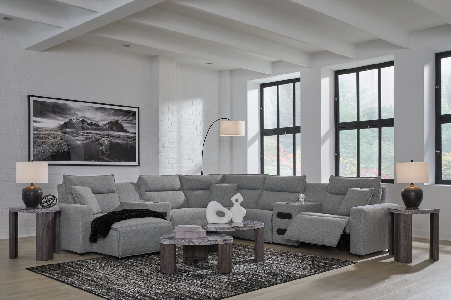 ModMax II - Salt And Pepper - Reclining Sectional - Hornell Furniture Outlet