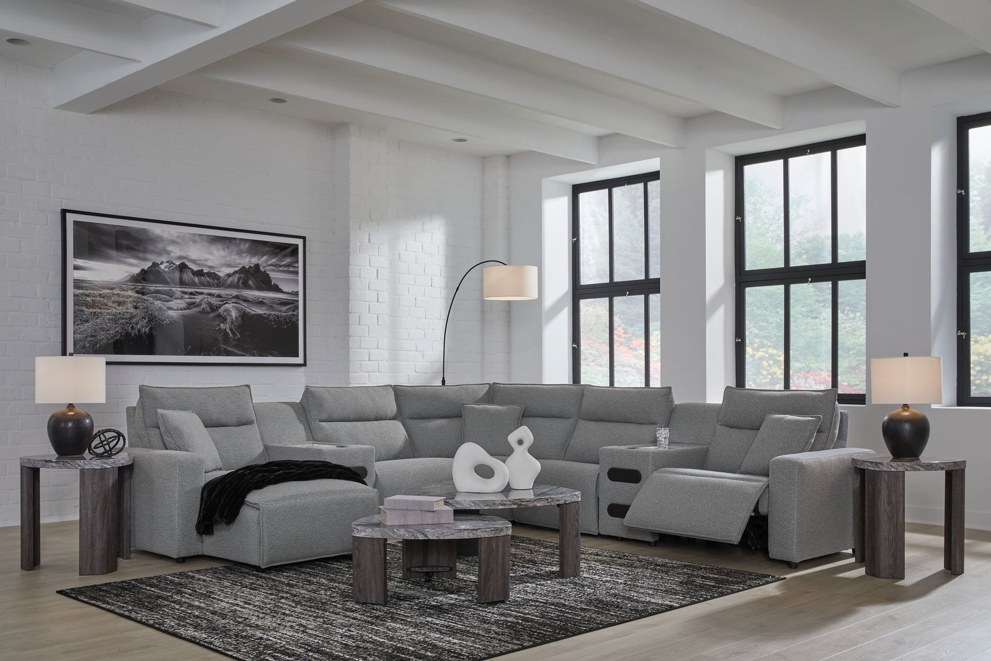 ModMax II - Salt And Pepper - Reclining Sectional - Hornell Furniture Outlet