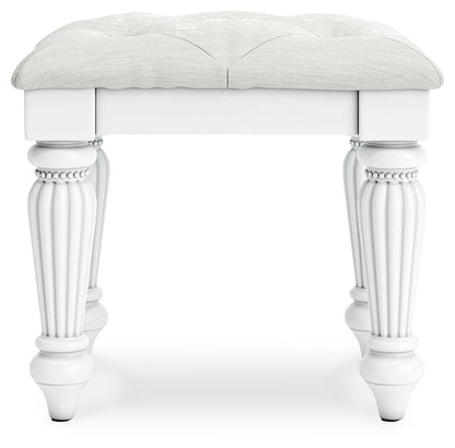 Kozlani - Vanity Upholstered Stool - White - Hornell Furniture Outlet