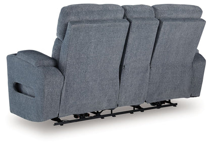 Studio Cave - Steel - Power Reclining Loveseat with Console - Hornell Furniture Outlet