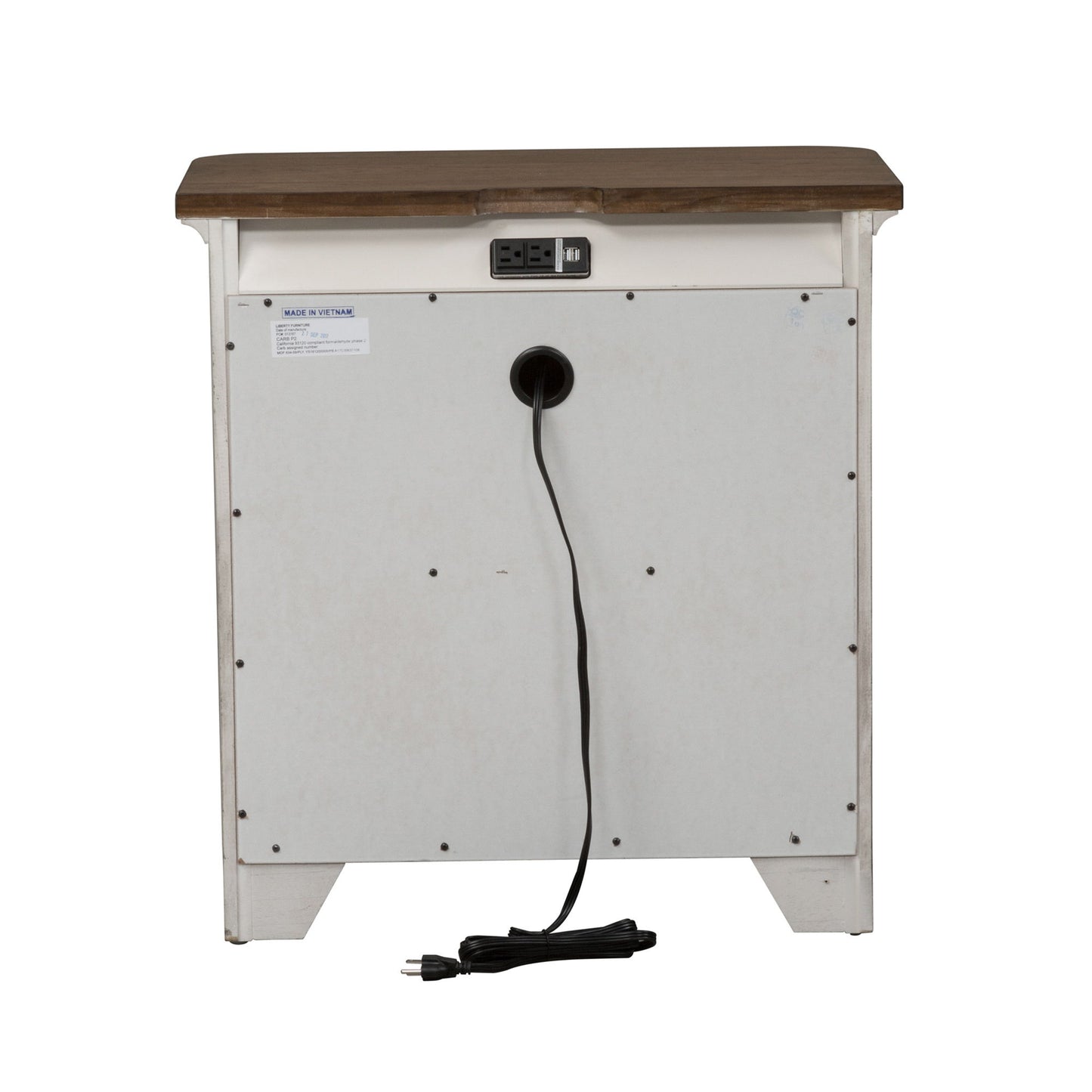 Farmhouse Reimagined - 3 Drawer Nightstand With Charging Station - White - Hornell Furniture Outlet
