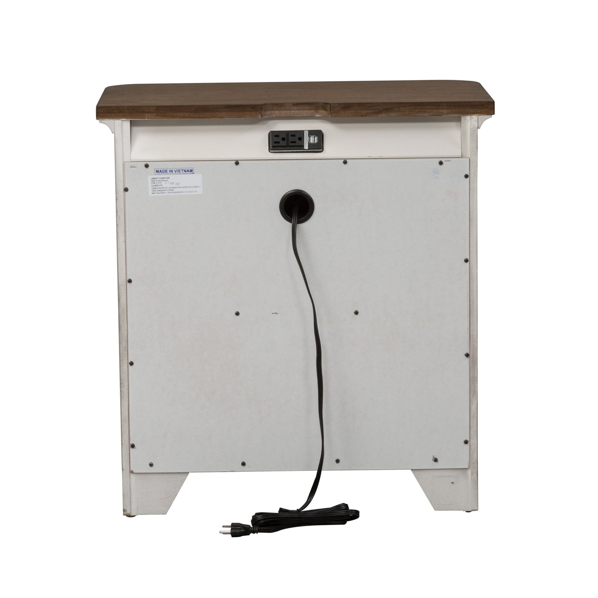 Farmhouse Reimagined - 3 Drawer Nightstand With Charging Station - White - Hornell Furniture Outlet