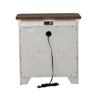 Farmhouse Reimagined - 3 Drawer Nightstand With Charging Station - White - Hornell Furniture Outlet