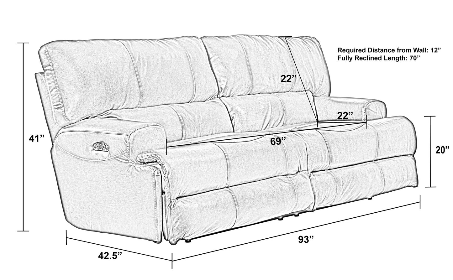 Wembley - Power Headrest With Lumbar Lay Flat Reclining Sofa - Hornell Furniture Outlet