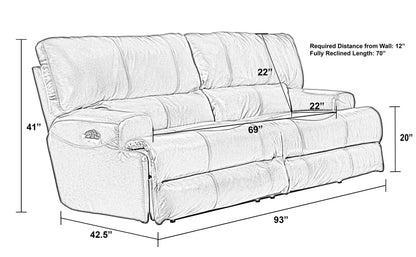 Wembley - Power Headrest With Lumbar Lay Flat Reclining Sofa - Hornell Furniture Outlet