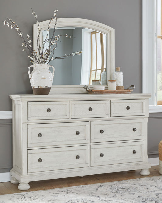 Robbinsdale - Antique White - Dresser, Mirror - Hornell Furniture Outlet