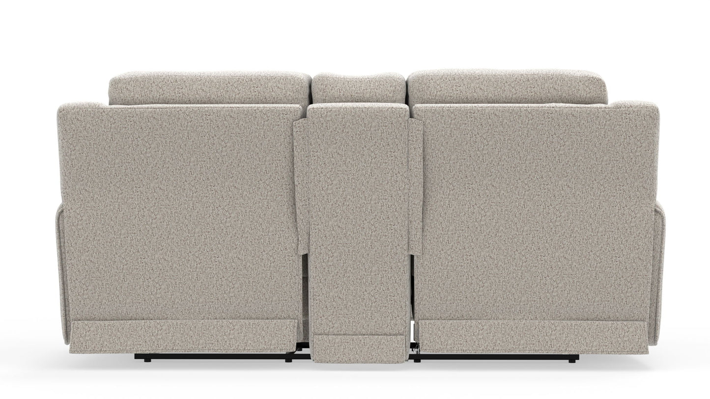 Micah - Power Headrest Power Deep Seat Reclining Console Loveseat - Oatmeal - Hornell Furniture Outlet