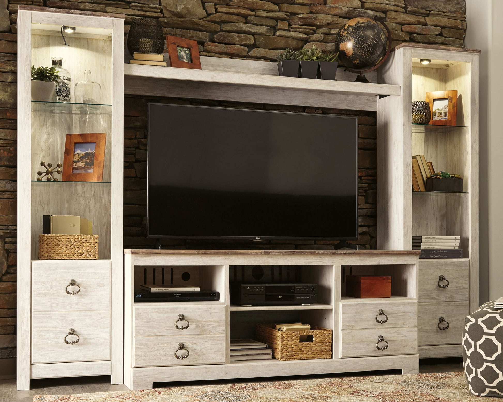 Willowton - Entertainment Center With Fireplace Option - Hornell Furniture Outlet