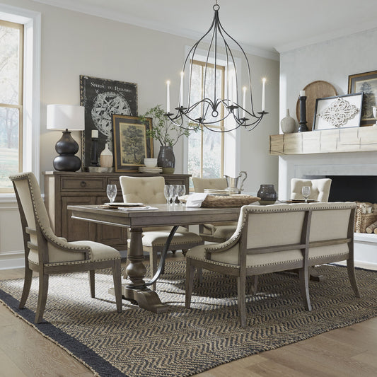 Americana Farmhouse - Trestle Table Set - Hornell Furniture Outlet