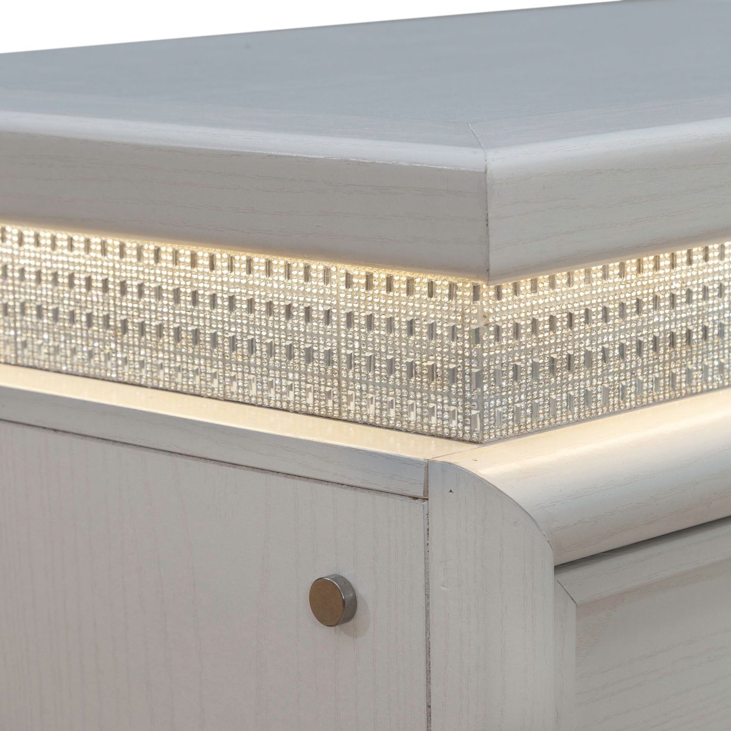 Reflections - Nightstand With Lights and Charging Station - White - Hornell Furniture Outlet