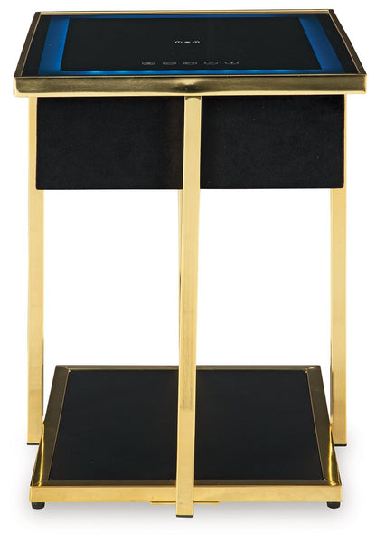 Rexwell - Black / Gold Finish - Accent Table With Speaker - Hornell Furniture Outlet