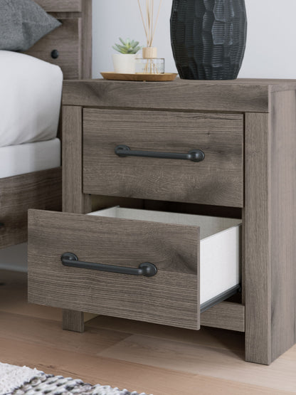 Graystorm - Brown Gray - Two Drawer Night Stand - Hornell Furniture Outlet
