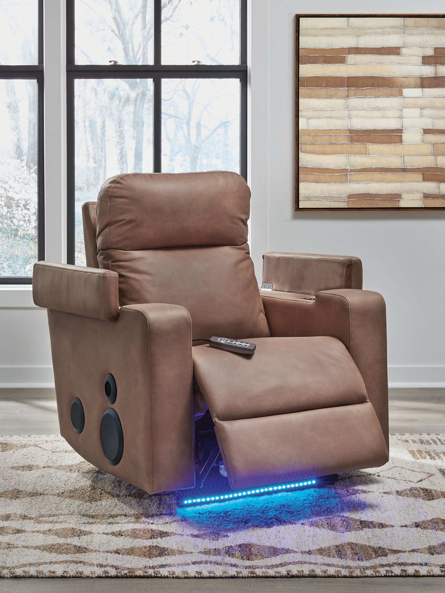 Lorrenton - Caramel - Glider Power Recliner With Audio System - Hornell Furniture Outlet