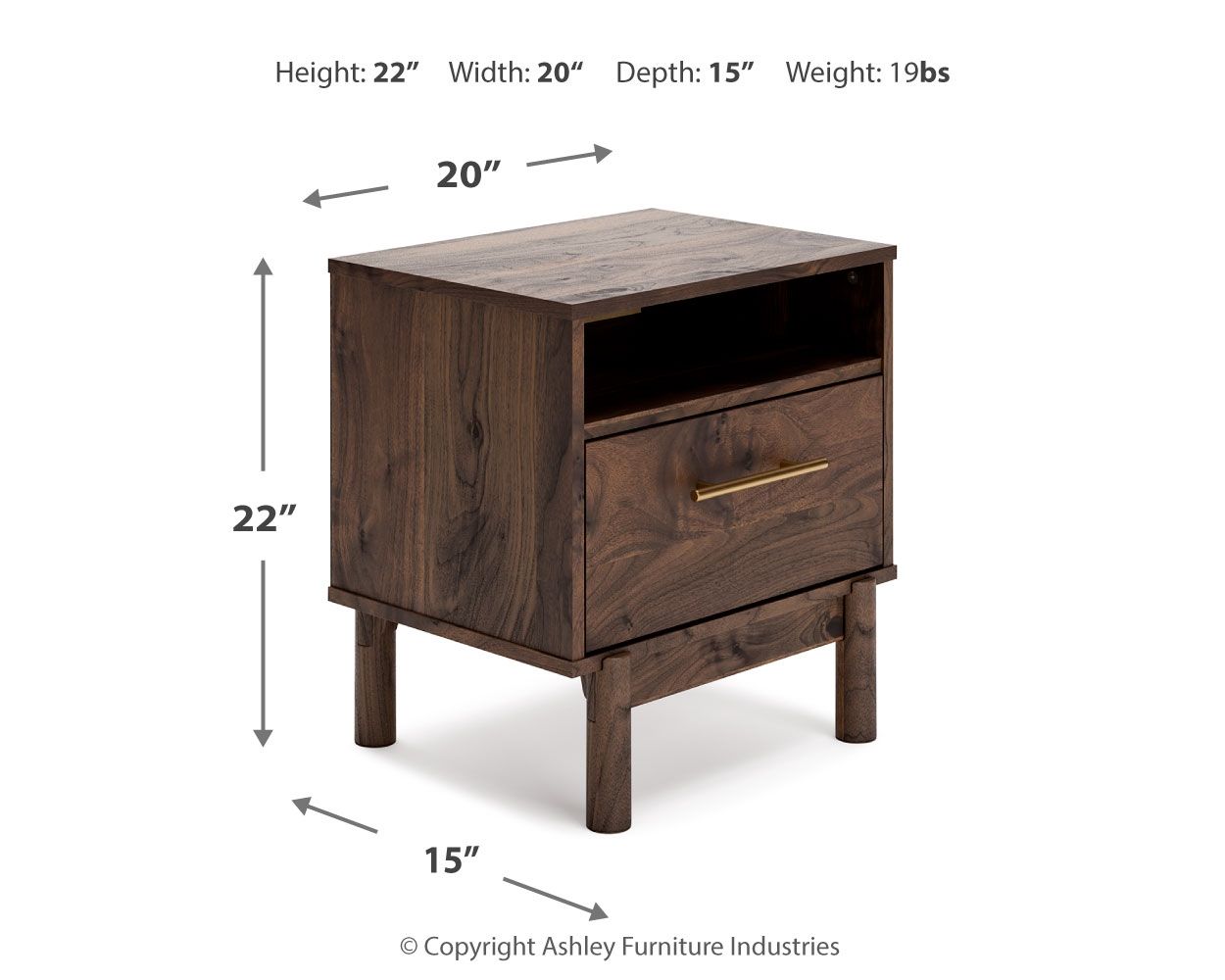 Calverson - Mocha - One Drawer Night Stand - Medium - Hornell Furniture Outlet