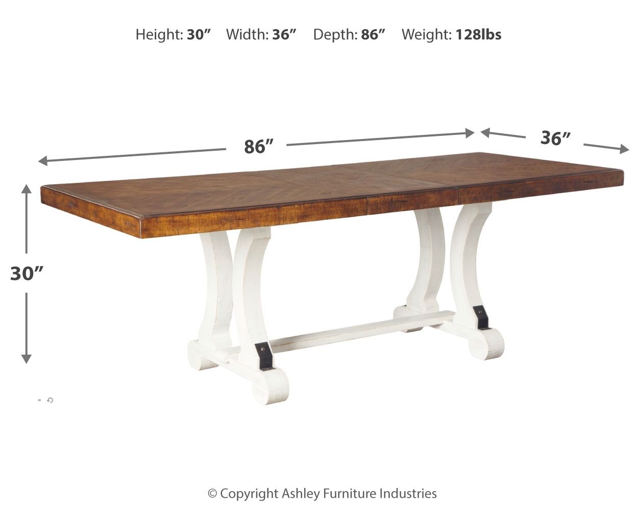 Valebeck - White / Brown - Rectangular Dining Room Table - Hornell Furniture Outlet