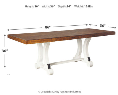 Valebeck - White / Brown - Rectangular Dining Room Table - Hornell Furniture Outlet