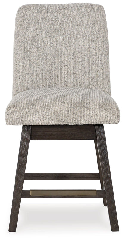 Burkhaus - Beige / Dark Brown - Upholstered Swivel Barstool (Set of 2) - Hornell Furniture Outlet