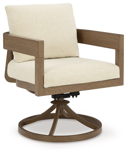 Serene Bay - Dark Brown / White - Swivel Chair With Cushion (Set of 2) - Hornell Furniture Outlet