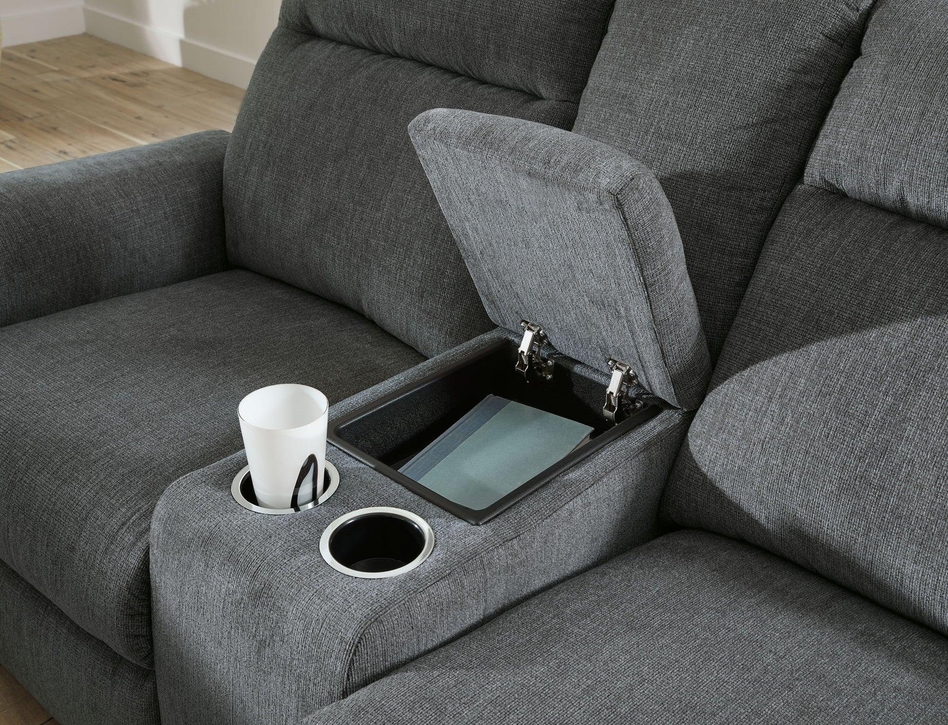 Barnsana - Dbl Power Reclining Loveseat With Console - Hornell Furniture Outlet