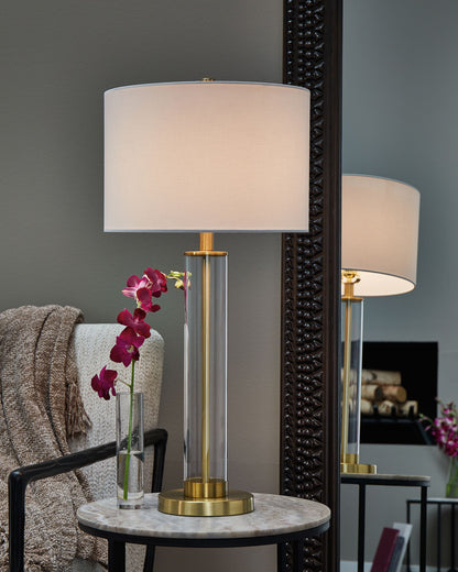 Orenman - Clear / Brass Finish - Glass Table Lamp (Set of 2) - Hornell Furniture Outlet