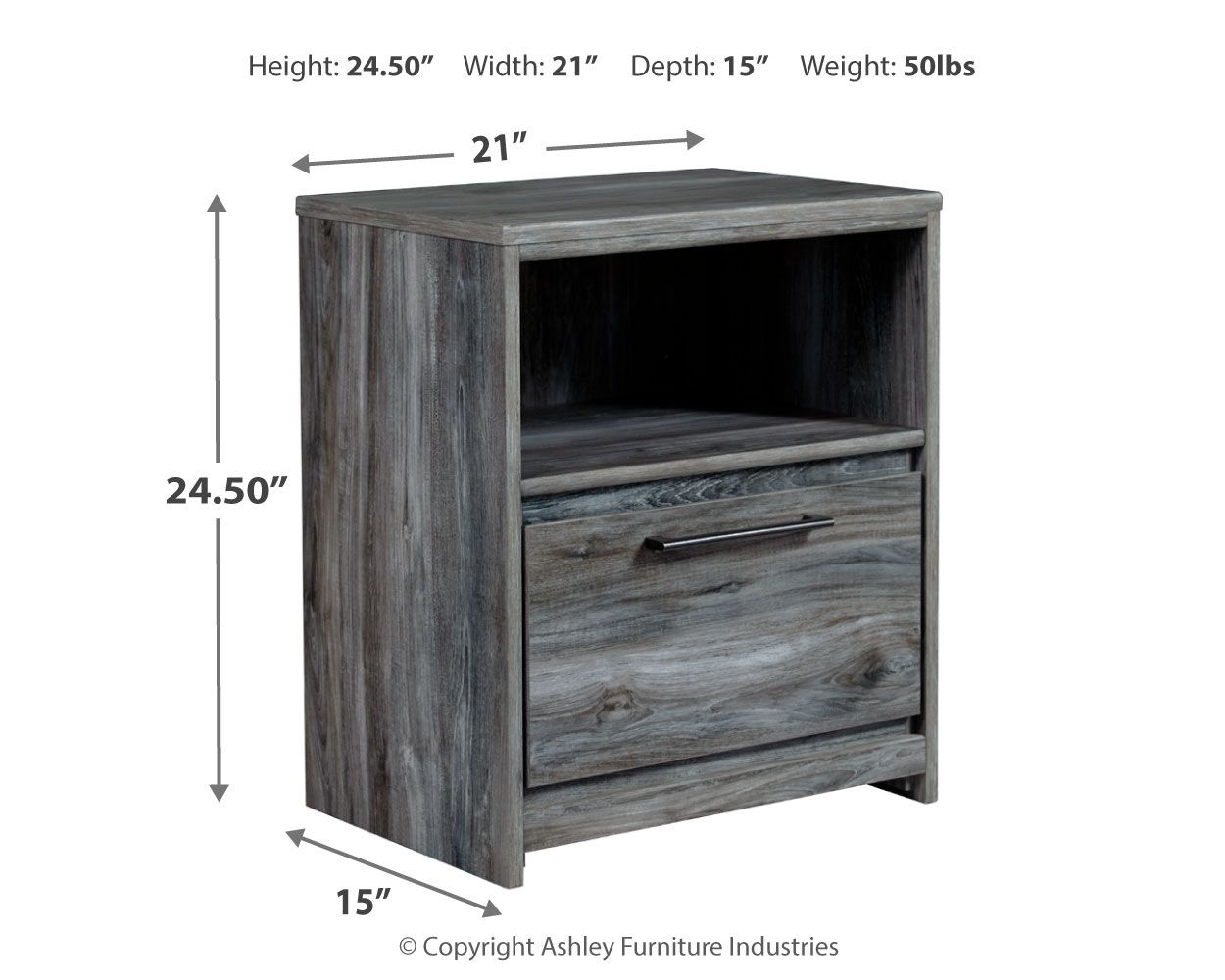 Baystorm - One Drawer Night Stand - Hornell Furniture Outlet