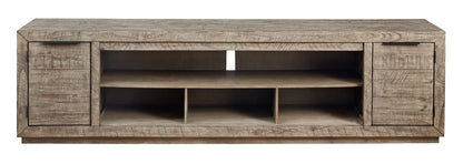 Krystanza - Weathered Gray - XL TV Stand w/Fireplace Option - Hornell Furniture Outlet