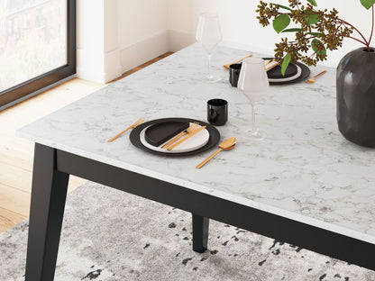Jettaya - Black / White - Rectangular Dining Room Table - Hornell Furniture Outlet