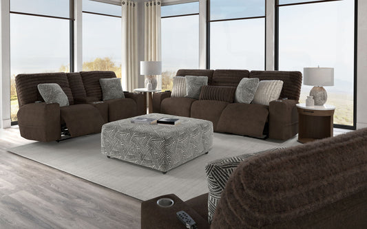 Zen - Castered Cocktail Ottoman - Chocolate - Hornell Furniture Outlet