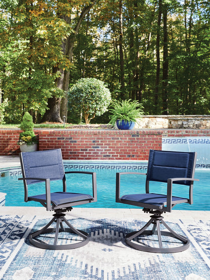 Rocky Creek - Sling Swivel Chair (Set of 2) - Blue / Gray - Hornell Furniture Outlet
